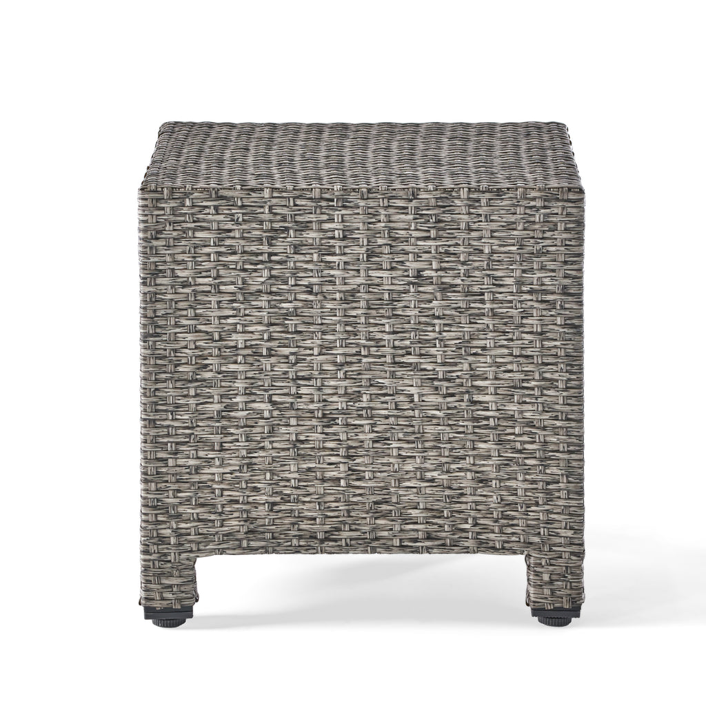 PUERTA Accent Table Black Polyethylene Rattan Cube Shape 18 Inches