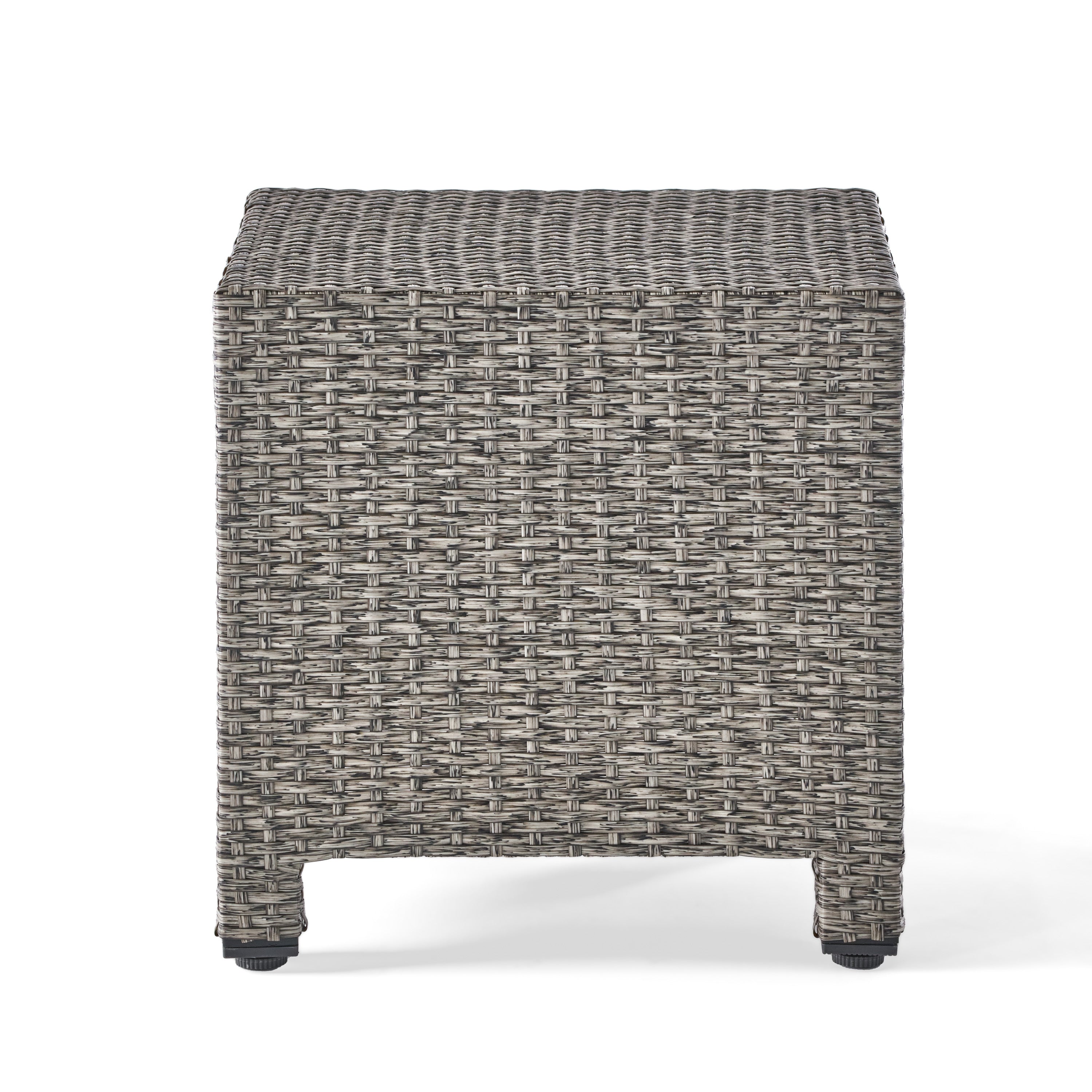 PUERTA Accent Table Black Polyethylene Rattan Cube Shape 18 Inches