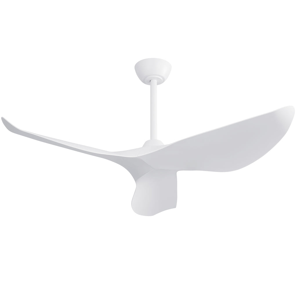 Modern 38 Inch Ceiling Fan Without Light, DC Motor Remote Control Fan in Matte White for Indoor Outdoor Use