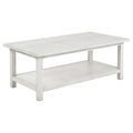 Castleton Distressed White Wood Coffee Table with Shelf in Antique White, Wood, 47.25 x 24 x 18.25 inches
