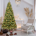 7ft Pre-Lit PVC Christmas Tree with 400 UL Lights, 1072 Tips, Auto-Unfold Memory Wire, Easy Assembly with Stable Metal Stand – Full Artificial Holiday Tree