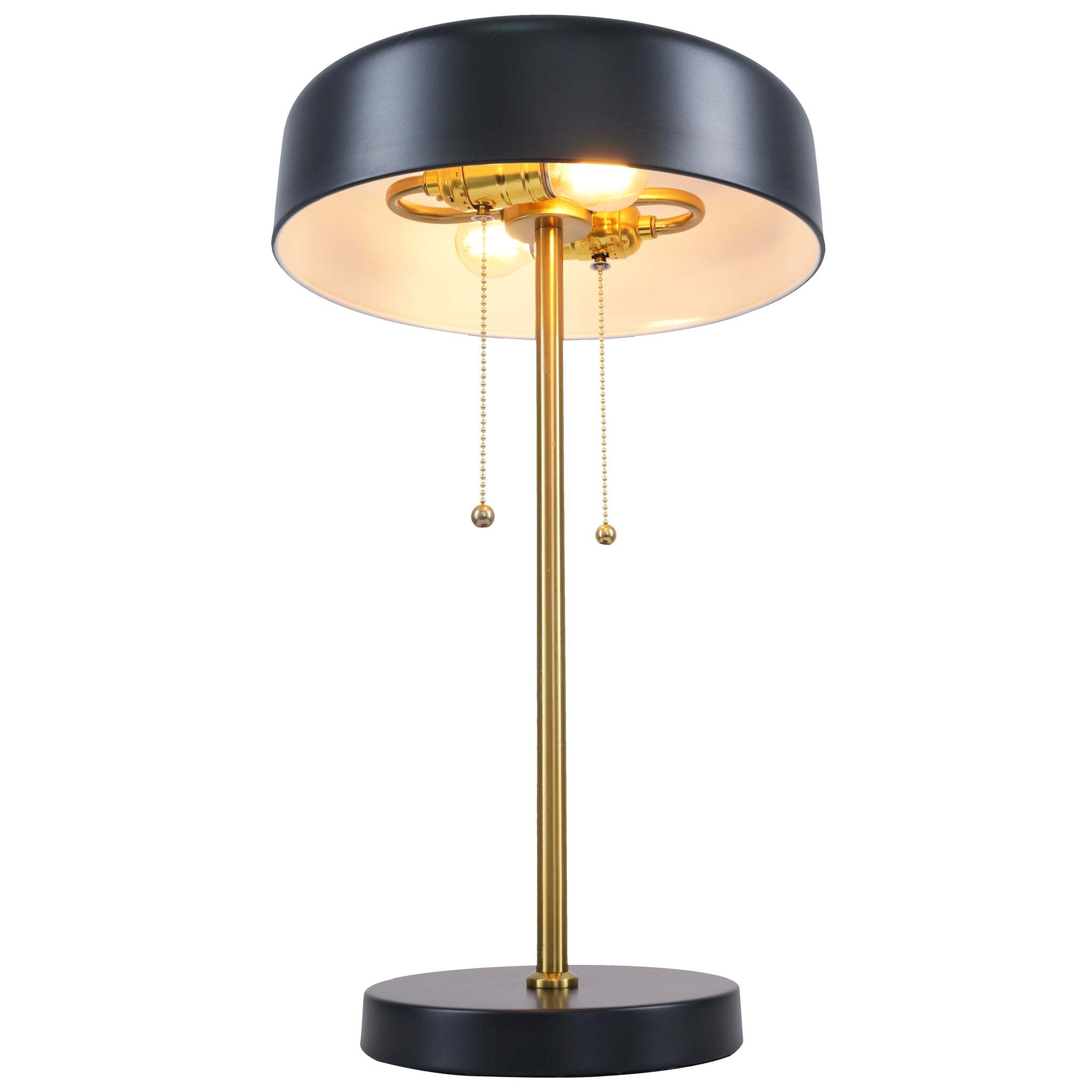 Obni Nordic Home Creative Romantic Warm Desk Bedside Table Lamp, Black Metal with White Inner Shade, 20-inch
