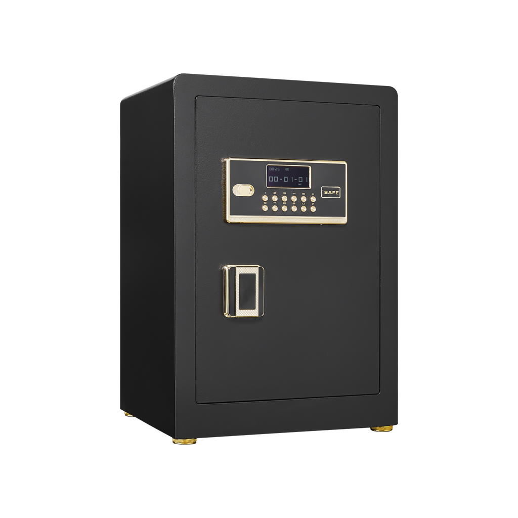 Solid Alloy Steel Digital Safe for Office Hotel Home, Black Metal Security Box with Keypad, Spare Key, LED Light, Mute Mode, Anti-Theft Storage for Documents Money Valuables