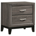 Stephan Grey Oak 2-Drawer Nightstand with Natural Oak Texture and Contemporary Grey Finish, MDF Construction, 24.75H x 23.5W x 16.25D