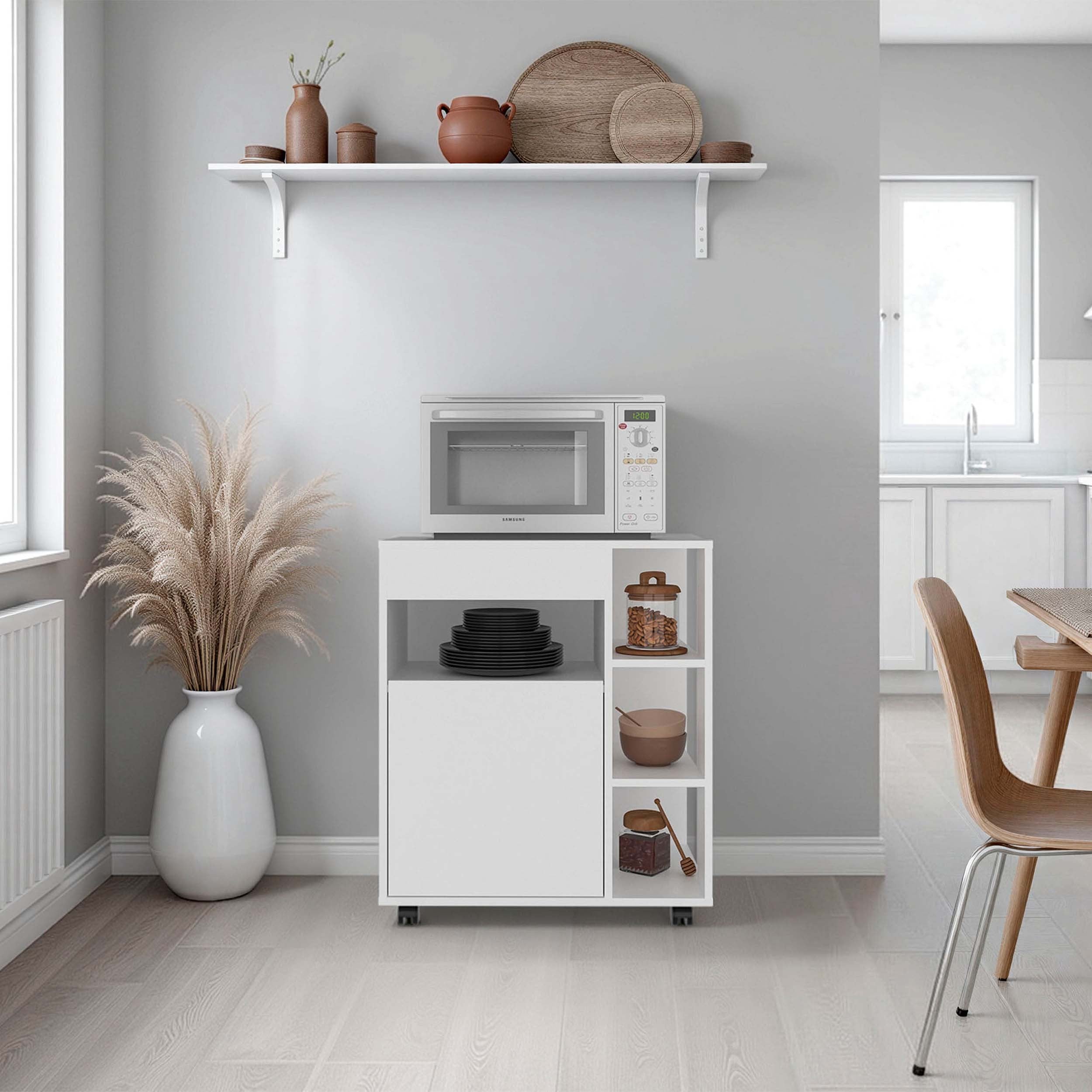 White 1-door Microwave Stand
