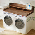 (58' Width x 28' Depth) Washer Dryer Countertop with Non-slip Pads, Laundry Wood Shelf Topper with Edge, Double Layer Organizer for Washer and Dryer Laundry Hamper Counter Storage Organization(WALNUT)