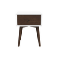 Avery Mid-Century Modern Solid Wood Night Stand 1 Drawer Dark Brown White 22.5'H x 17.5'W x 16'D for Bedroom, Hallway, Entryway, Closet