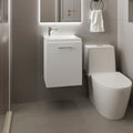 Saju Floating, Wide One-Door Cabinet Vanity, With Resin Sink And One Shelf, Bathroom Storage, White