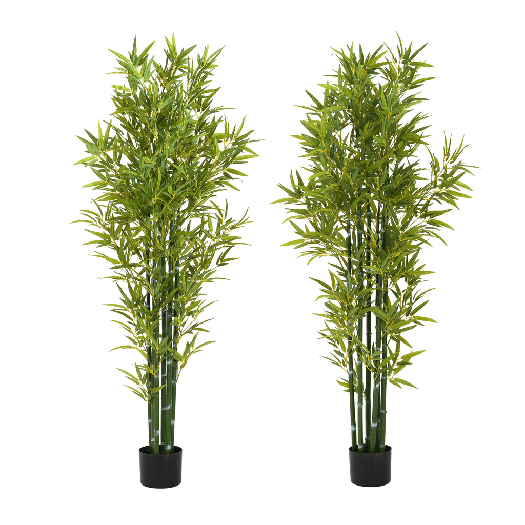 72' Artificial Bamboo with Black Plastic Pot, Set of 2