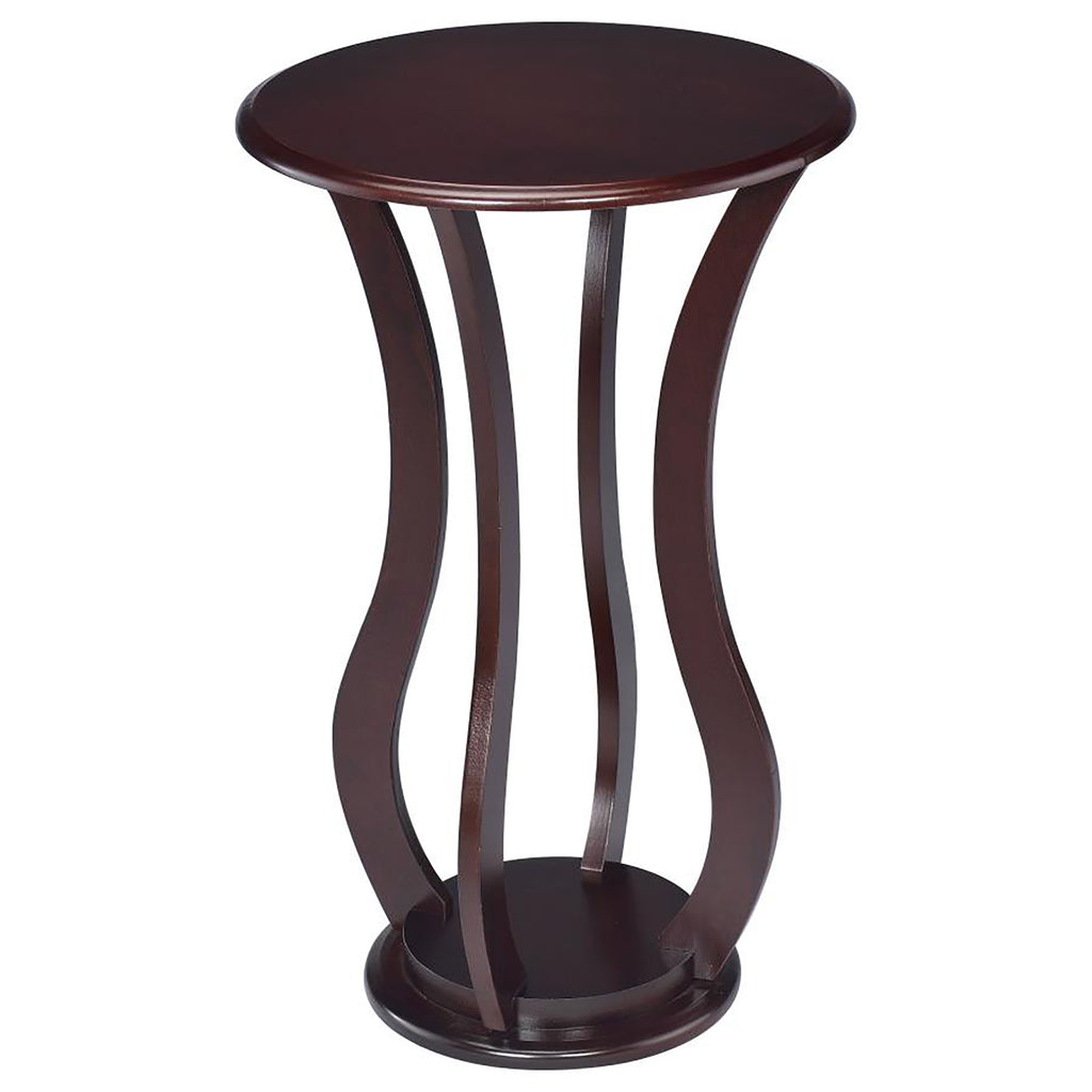 Cherry Round Accent Table with Faux Marble Top - Wood Finish, 18x18x28.5 Inches