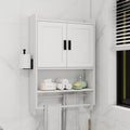 Bathroom Wall Cabinet with Doors,Adjustable Shelf,Towel Bar and Paper Holder, Over The Toilet Storage Cabinet, Medicine Cabinet for Bathroom-White