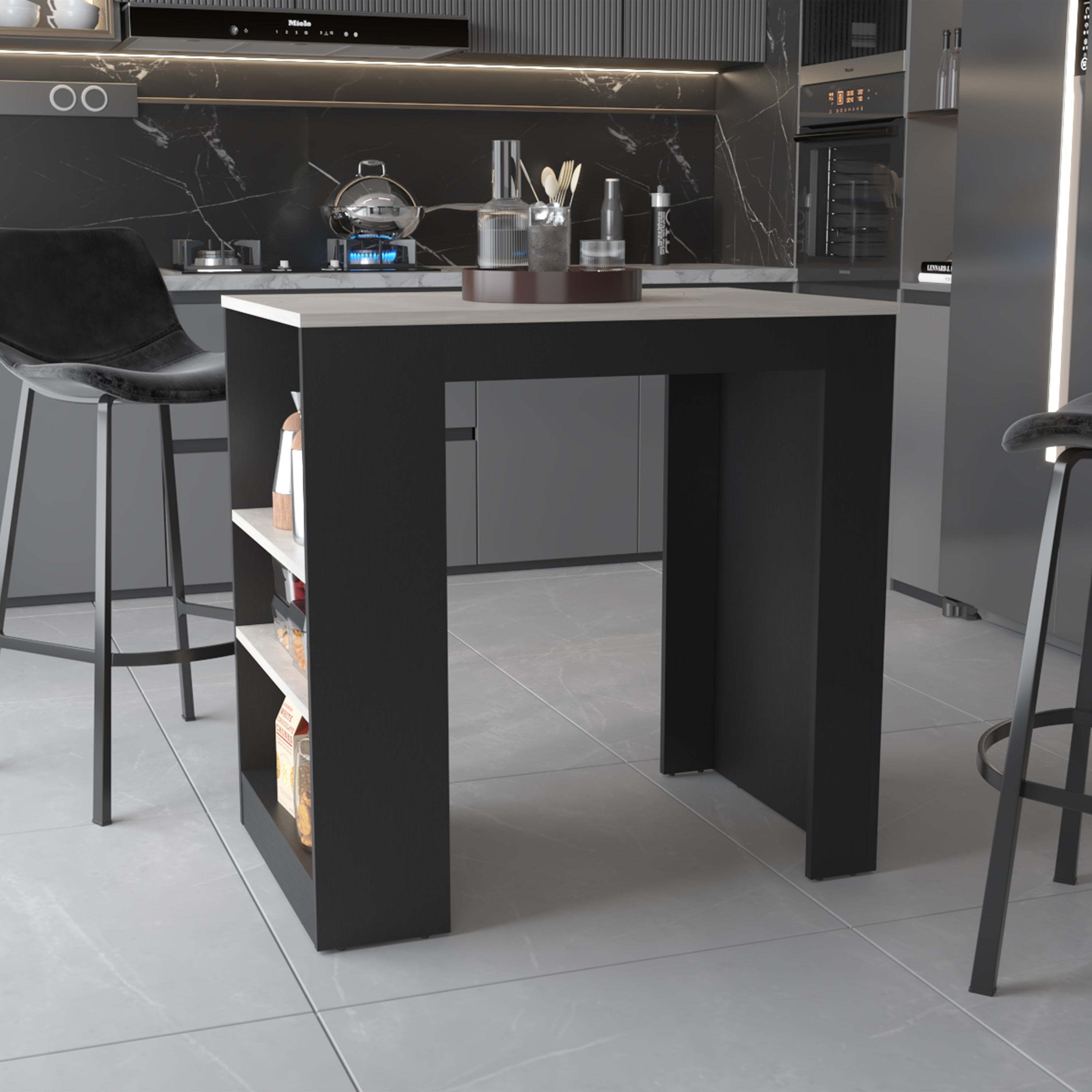Kitchen Island with Storage Base in Wenge and Ibiza Marble