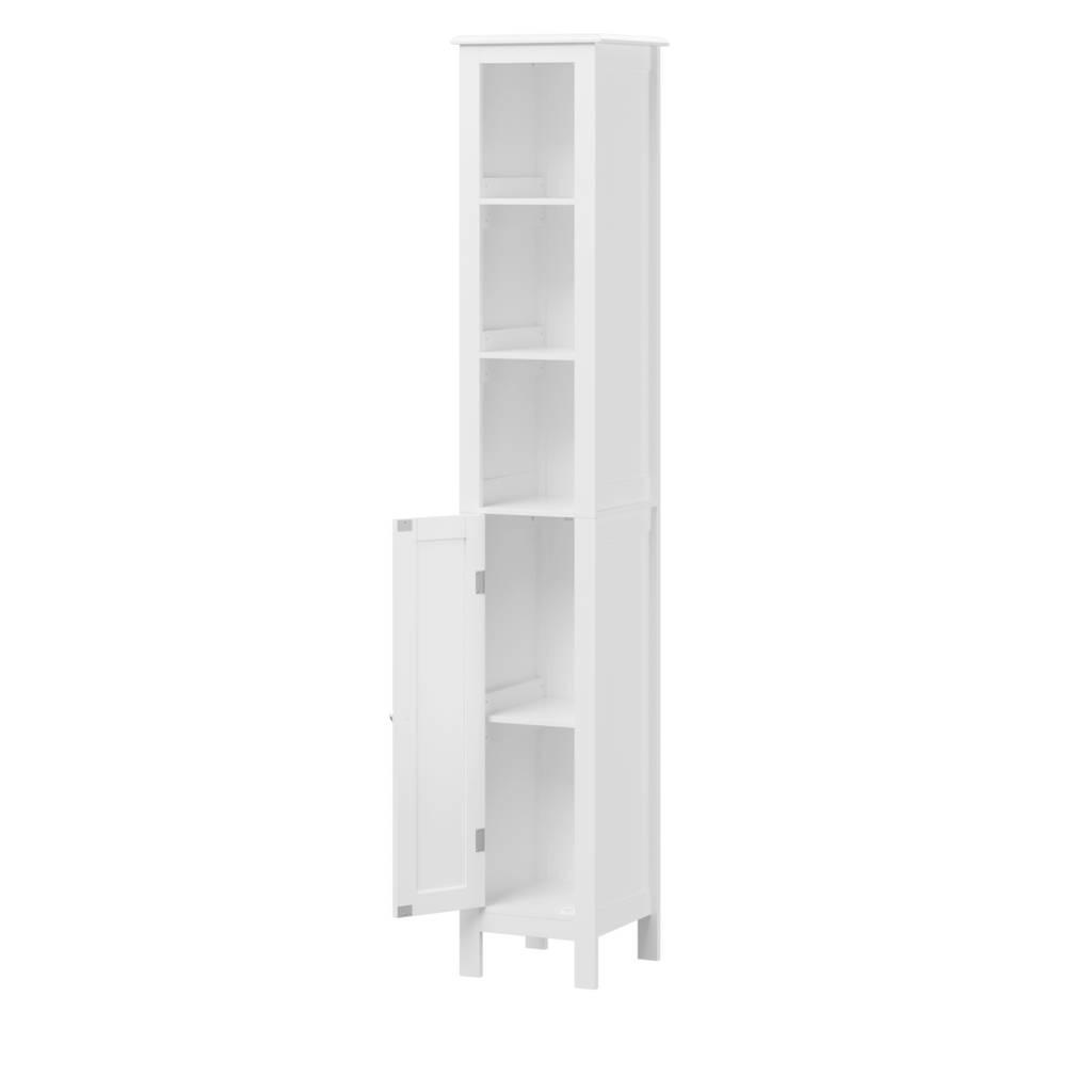 Slim Tall 66.92' White Bathroom Storage Cabinet with Adjustable Shelves, Anti-Tip Freestanding Cabinet for Small Spaces, Kitchen, Living Room, MDF