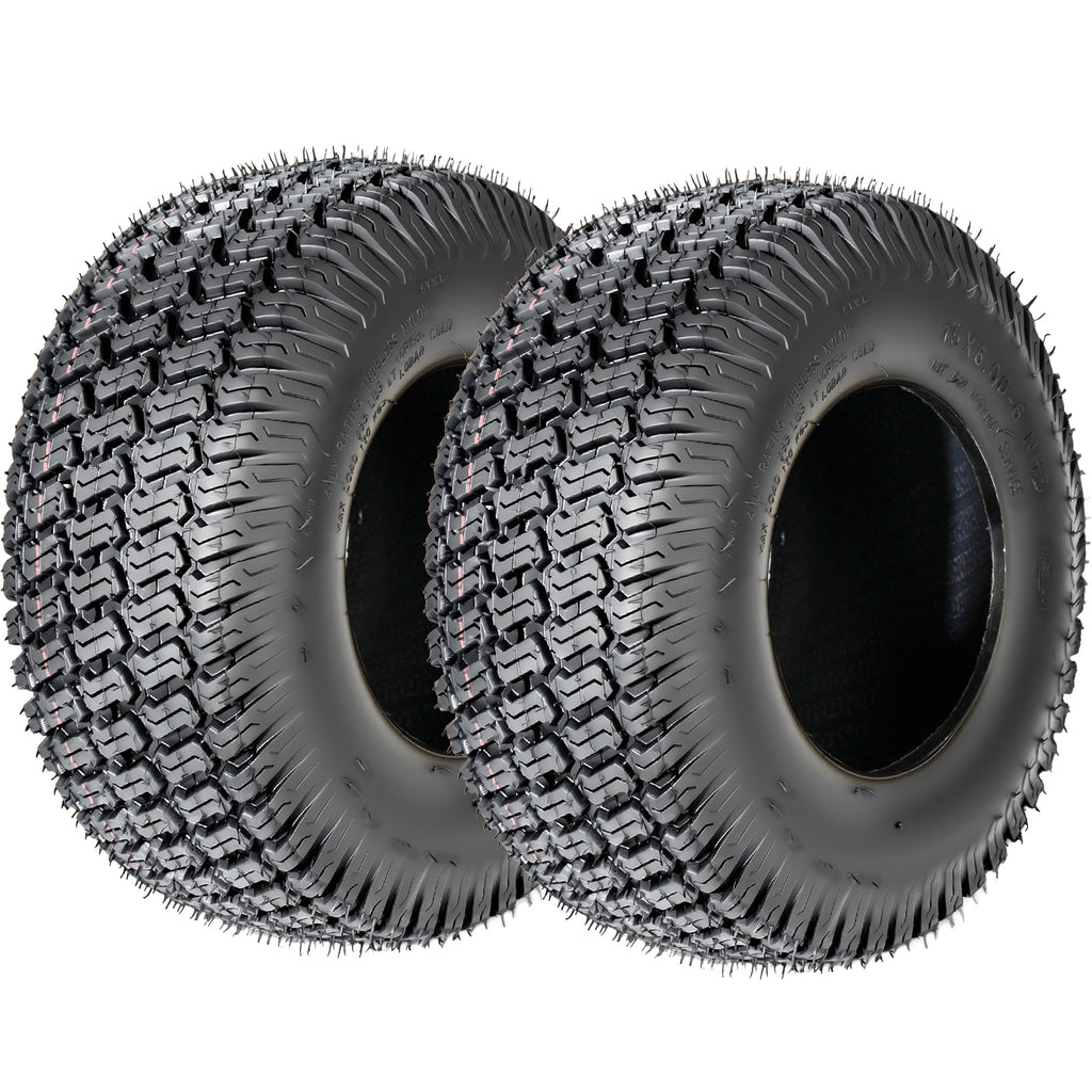 Set of 2 15x6.00-6 Lawn Mower Tires, 4-Ply Tubeless Turf Tread Replacement, Tire Only No Rim, Fits 4.5' Rim for Riding Lawn Mowers, 570 lbs Capacity