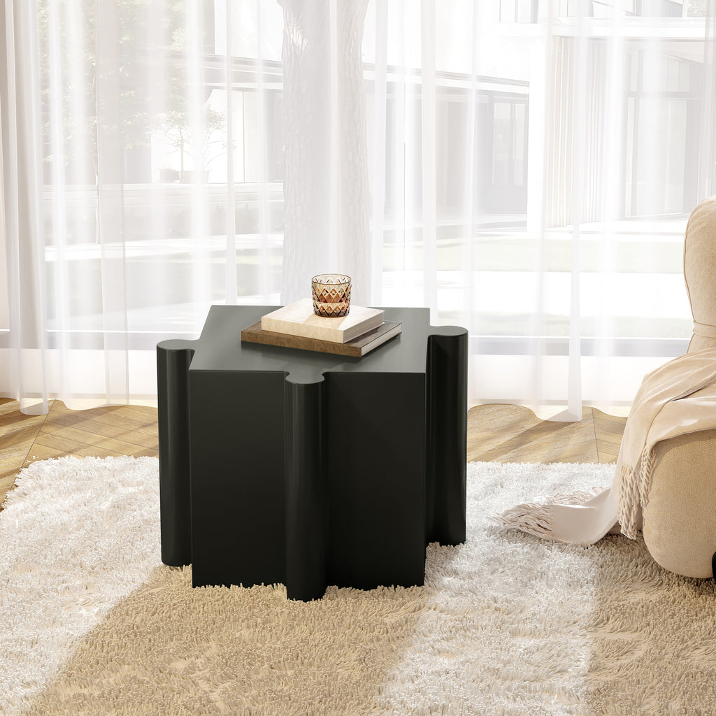 Puzzle Art Side Table, Modular Convex Edge MGO Table - Buy Singles or Combine for Custom Layouts,  Indoor & Outdoor,Black Color