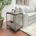 Corbeta Metal Frame Wood Living Room Chairside Table with Shelf, Aged Graphite