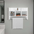 White Bath Shelf with Towel Bar, Open Shelf, and Storage Space