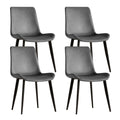Modern Dining Chairs Set of 4, Gray PU Leather Metal Chairs for Kitchen or Dining Room, Ergonomic Design with Golden Steel Frame