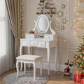 Ashley Wood Make-Up Vanity Table and Stool Set, White