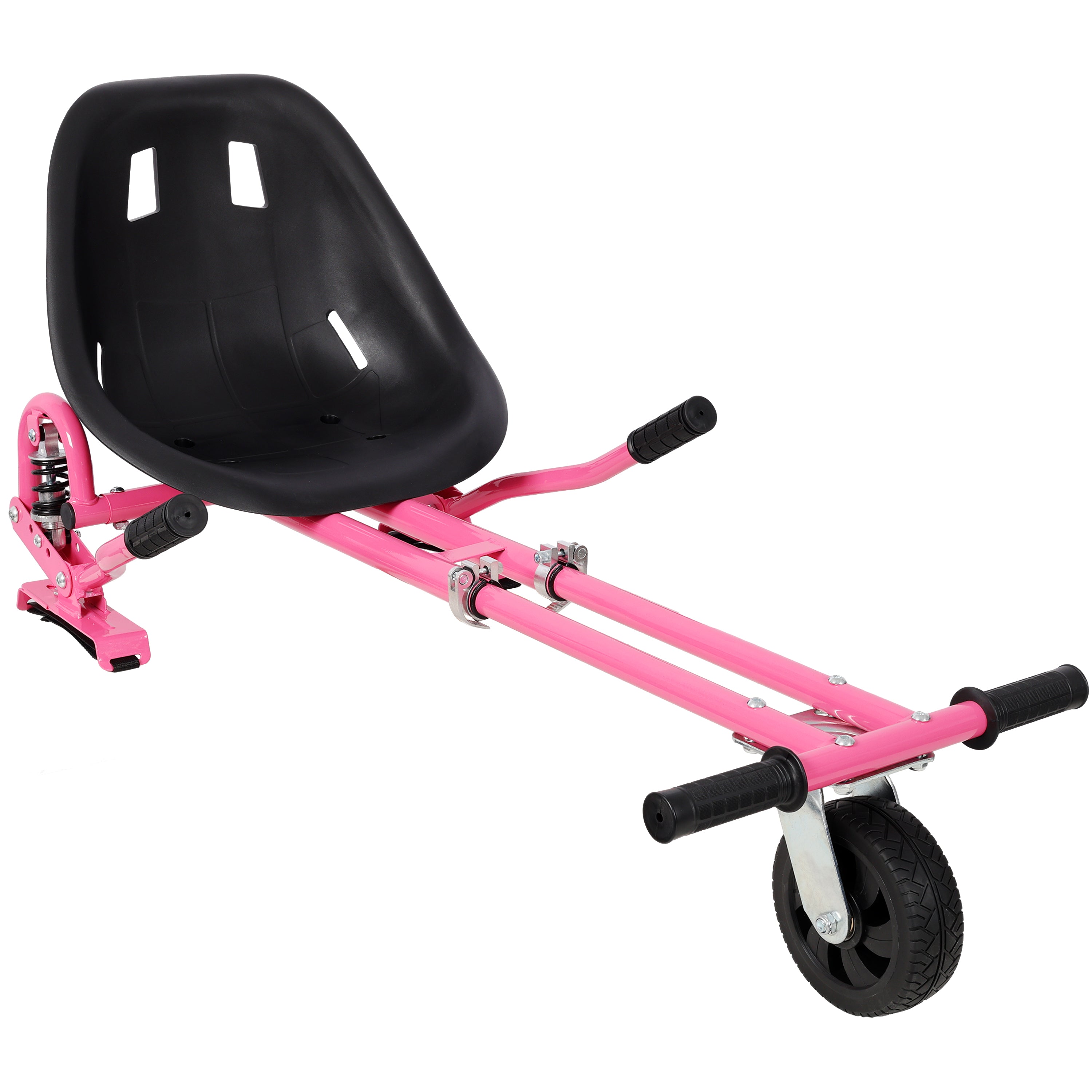 Hoverboard Seat Attachment Go-Kart,Fits 6.5' 8'10' Hoverboards, Heavy Duty Dual Pole & Dual Shock Absorber,Sturdy Adjustable Off-Road Frame,Hover Cart for Family Fun,not include Hoverboard,Pink