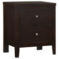 Garrett Cappuccino 2-Drawer Rectangular Nightstand with Warm Brown Finish, Solid Wood and MDF Construction, 26.25H x 21.75W x 15.25D