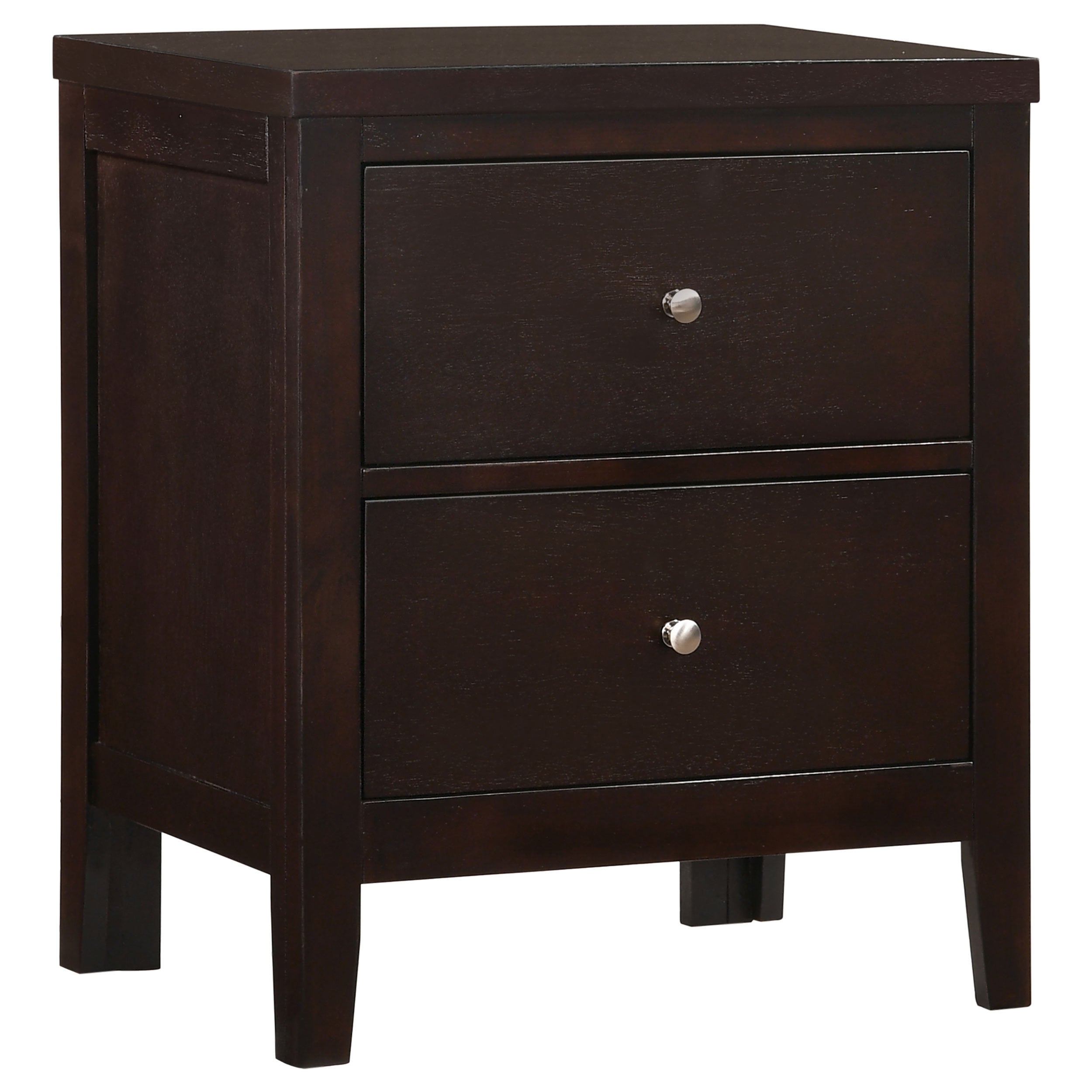 Garrett Cappuccino 2-Drawer Rectangular Nightstand with Warm Brown Finish, Solid Wood and MDF Construction, 26.25H x 21.75W x 15.25D