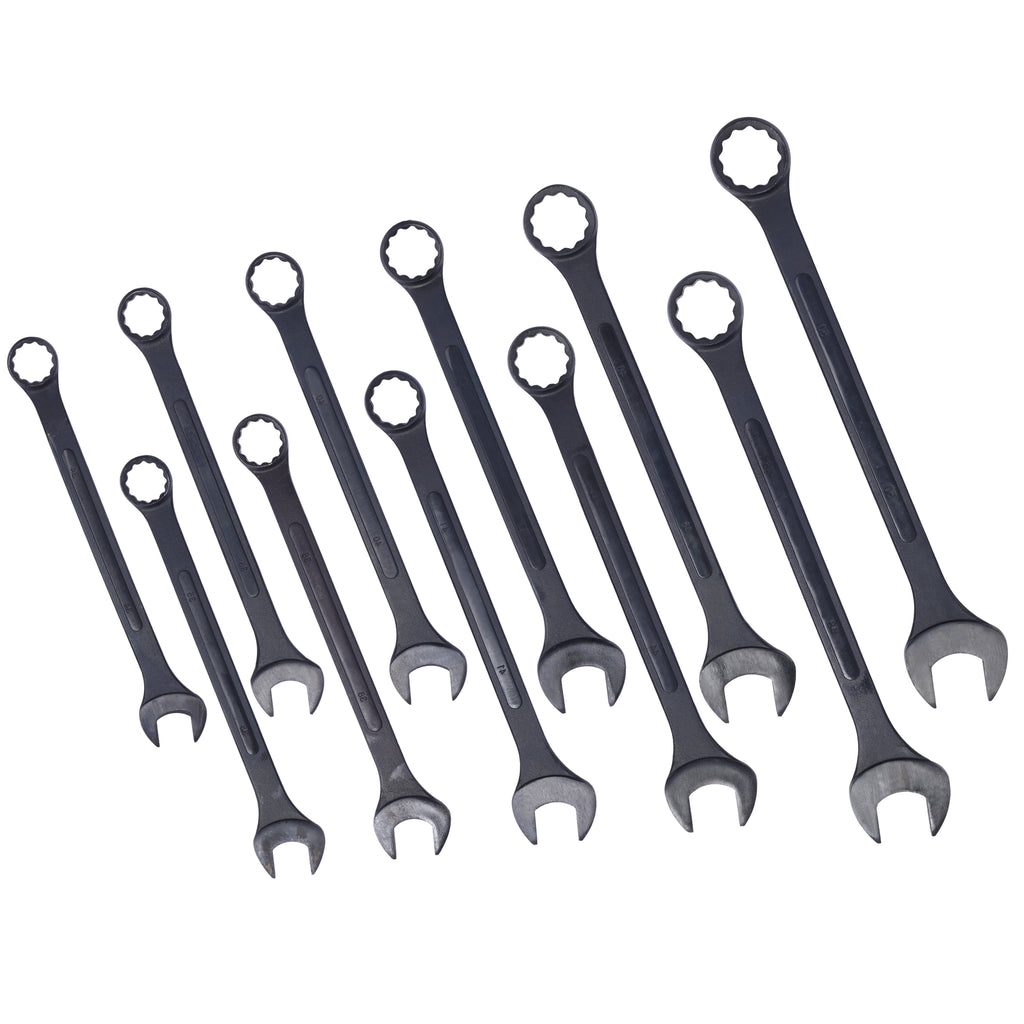 Jumbo Combination Wrench Set extra large, Metric, 11-piece, 34 to 50mm,Black Oxide, with Pouch