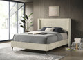 Mavela Wide Wale Corduroy Upholstery Panel Queen Bed, Cream
