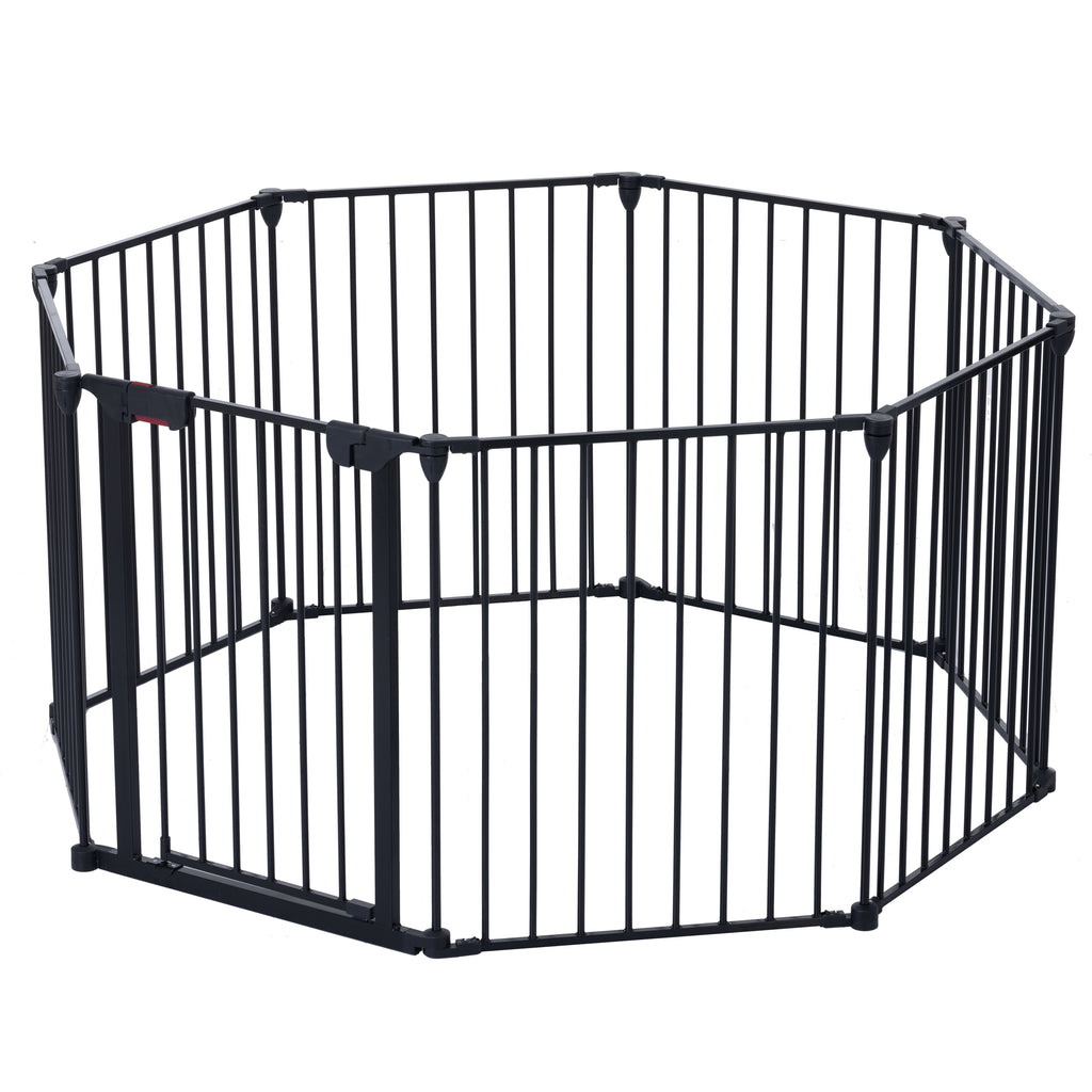 200' Adjustable Safety Gate 8 Panels Play Yard Metal Doorways Fireplace Fence Christmas Tree Fence Gate for House Stairs Gate prohibited area fence