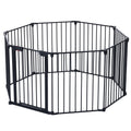 200' Adjustable Safety Gate 8 Panels Play Yard Metal Doorways Fireplace Fence Christmas Tree Fence Gate for House Stairs Gate prohibited area fence
