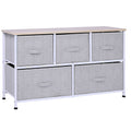 40' L 5 Drawer Horizontal Storage Cube Dresser Unit Bedroom Organizer Livingroom Shelf Tower with Fabric Bins