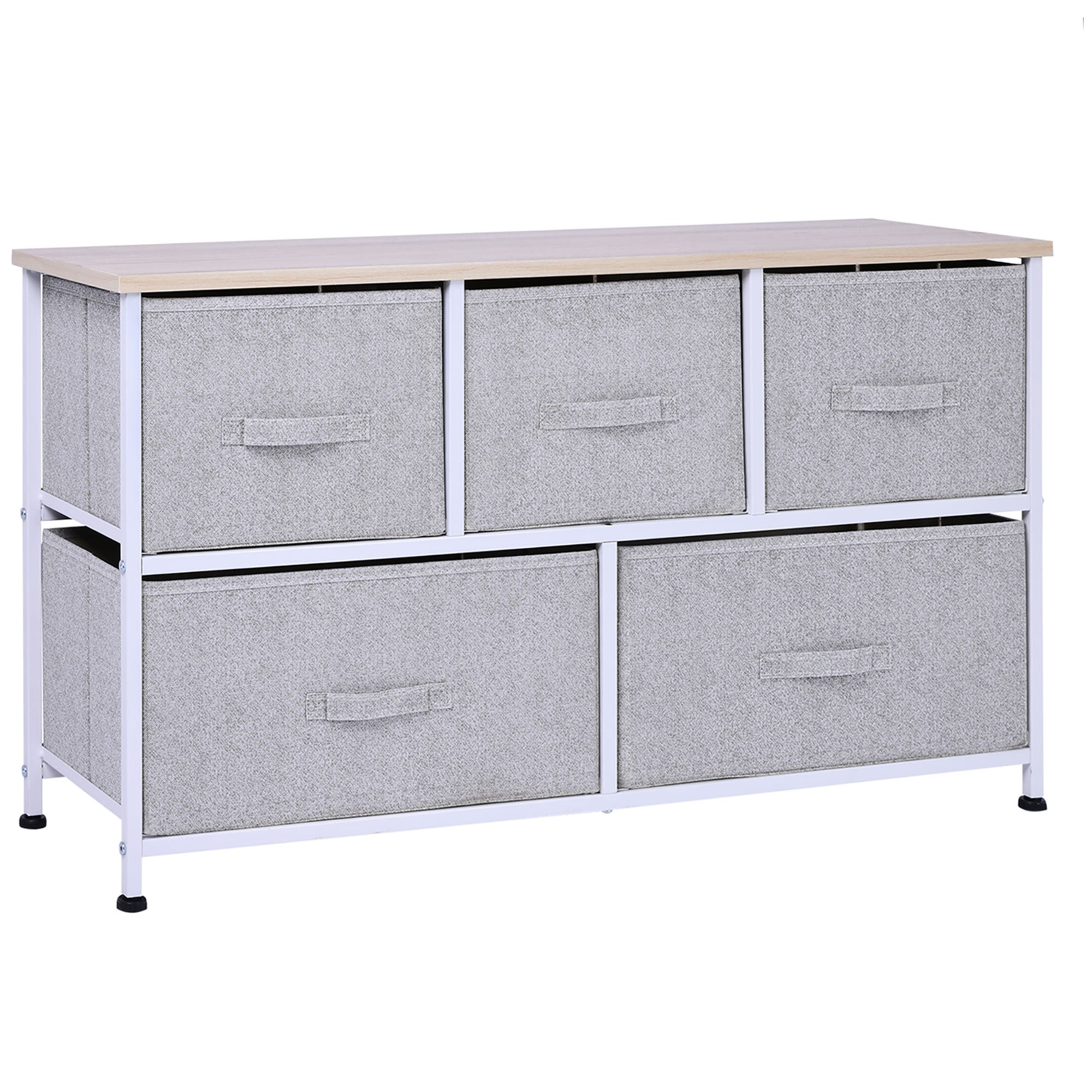 40' L 5 Drawer Horizontal Storage Cube Dresser Unit Bedroom Organizer Livingroom Shelf Tower with Fabric Bins