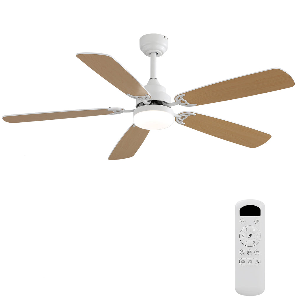 (Same as W882P146291)Indoor Modern 52 Inch Ceiling Fan 6 Speed Wind 5 Blades Remote Control Reversible DC Motor With Led Light