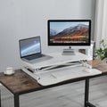 32 Inch Desk Converter, Height Adjustable Sit to Stand Riser, Dual Monitor and Laptop Workstation with Wide Keyboard Tray, Standing Computer Desk, WHITE