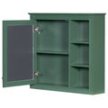 Modern Green Wall-Mounted Medicine Cabinet with Mirror, 30'' x 28'', MDF and Glass, 3 Open Shelves