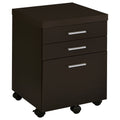 Cappuccino 3-Drawer File Cabinet with Modern Silver Hardware, Brown Wood Finish, Compact Office Storage for Home and Studio