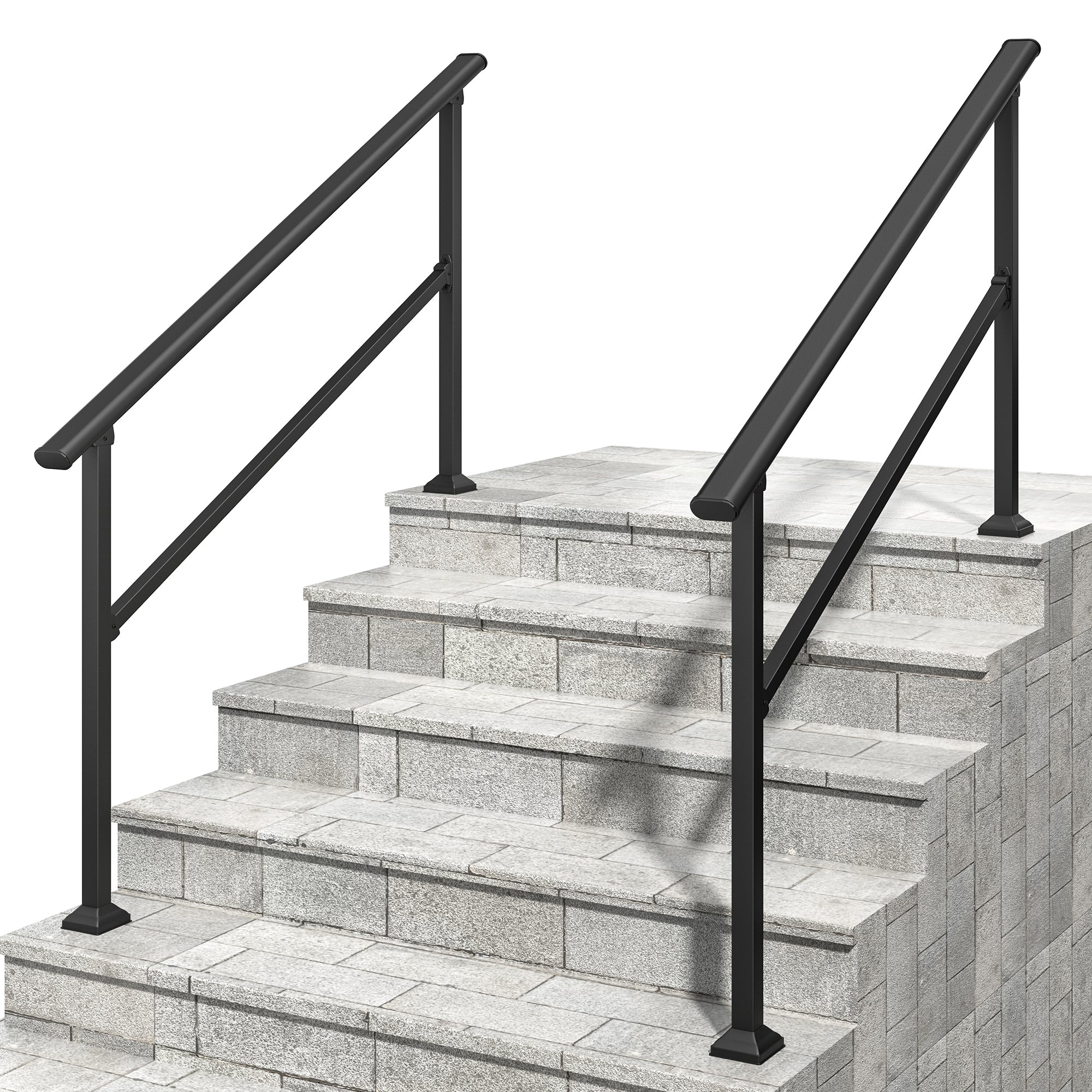 Hand Rails for Outdoor Steps, 4-5 Step Handrail 2 Pack