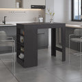 Greer Bar Table with 4 Storage Shelves, Compact Home Bar or Kitchen Furniture, Space-Saving Modern Design, Black