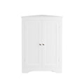 White Corner Cabinet with 2 Doors and Adjustable Shelves, Freestanding Narrow Storage Organizer for Bathroom, Kitchen, Living Room, or Bedroom