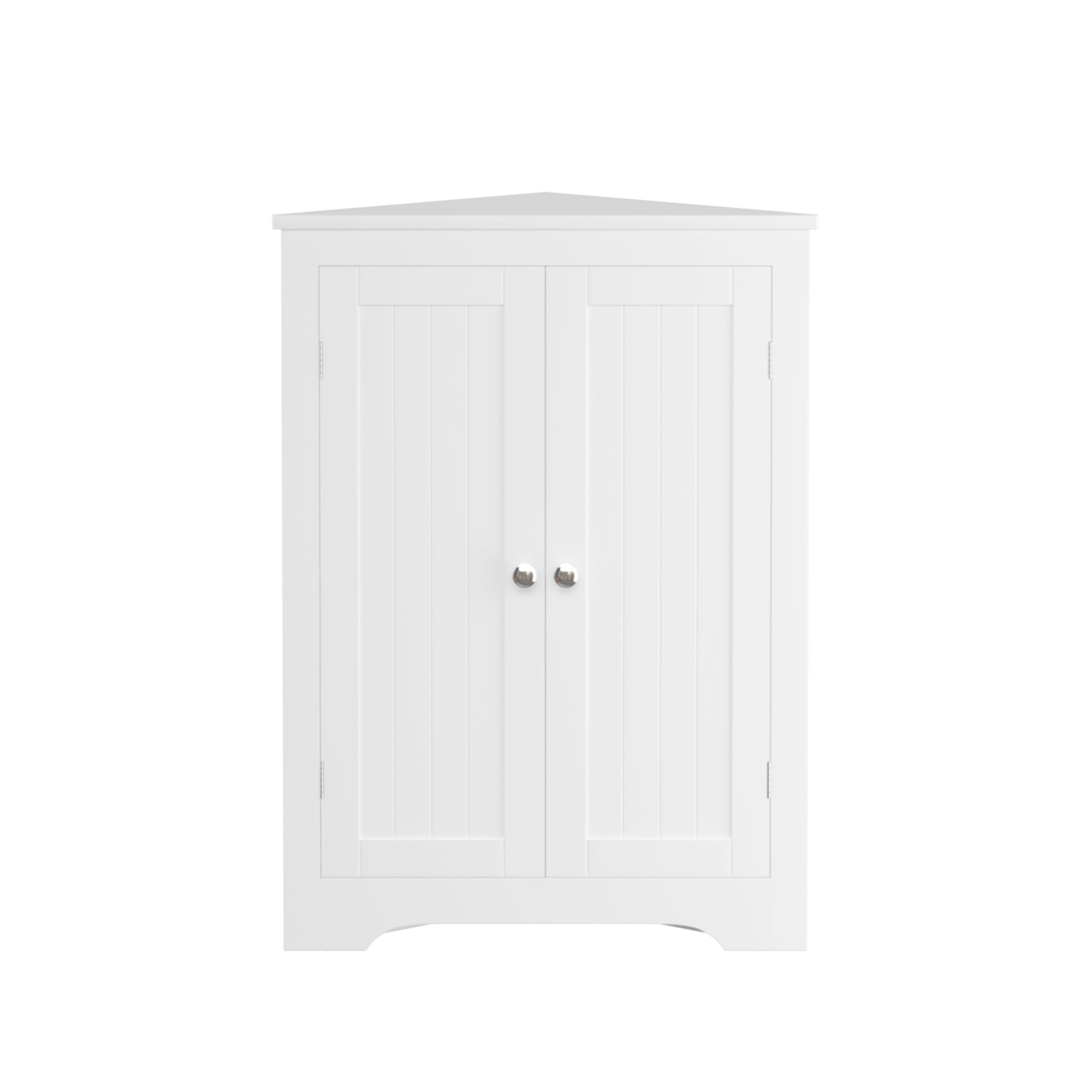 White Corner Cabinet with 2 Doors and Adjustable Shelves, Freestanding Narrow Storage Organizer for Bathroom, Kitchen, Living Room, or Bedroom