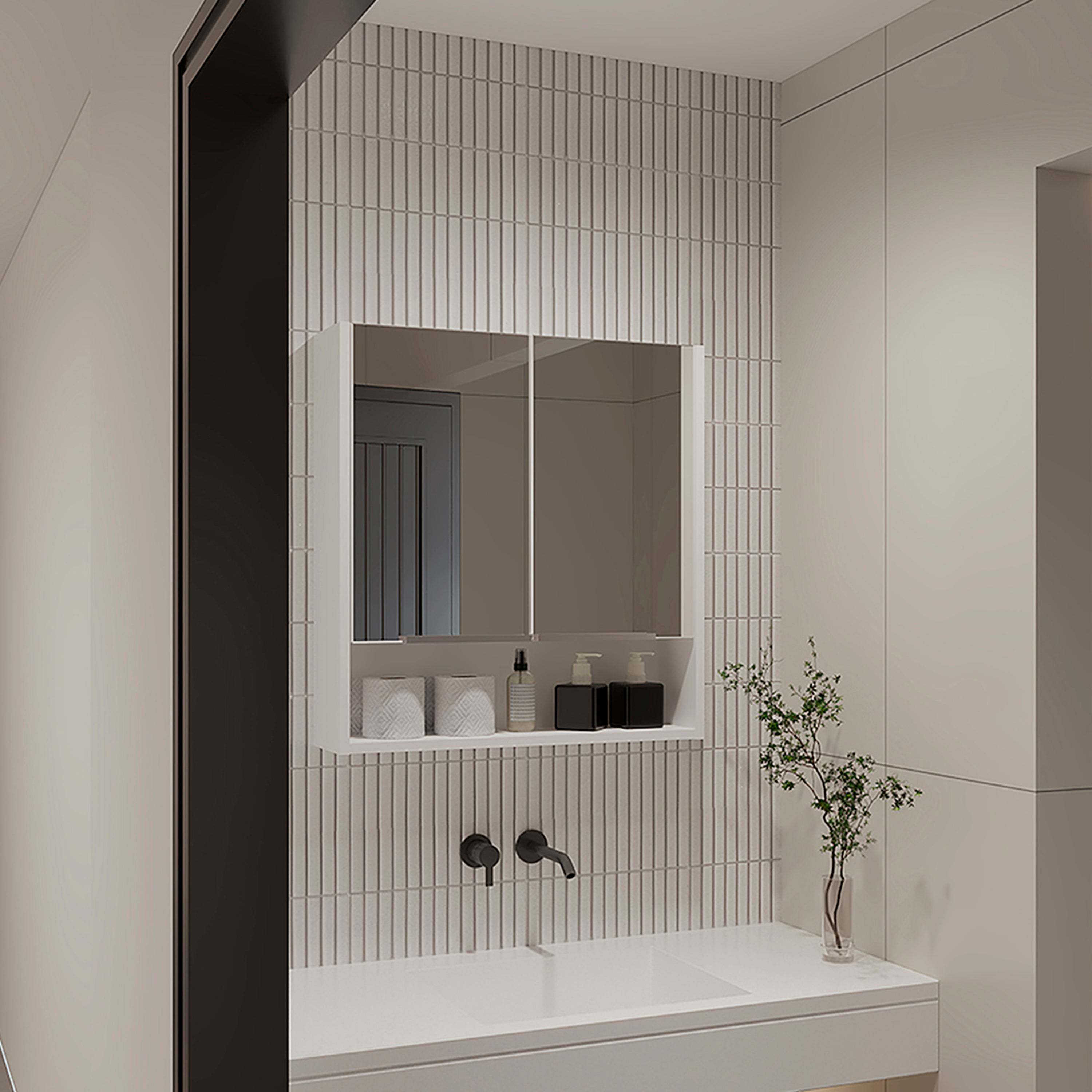 Manchester Rectangle Medicine Cabinet with Mirror White