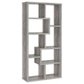 Lawton Grey Driftwood 7-Shelf Bookshelf with Asymmetrical Compartments, Engineered Wood, Grey Driftwood Finish, 70.75H x 35W x 11.75D