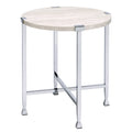 White Oak and Chrome End Table with X Shape Base