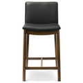 Shannon Mid-Century Vegan Leather Counter Chair Black Solid Wood 20.08 x 16.93 x 35.04 inches