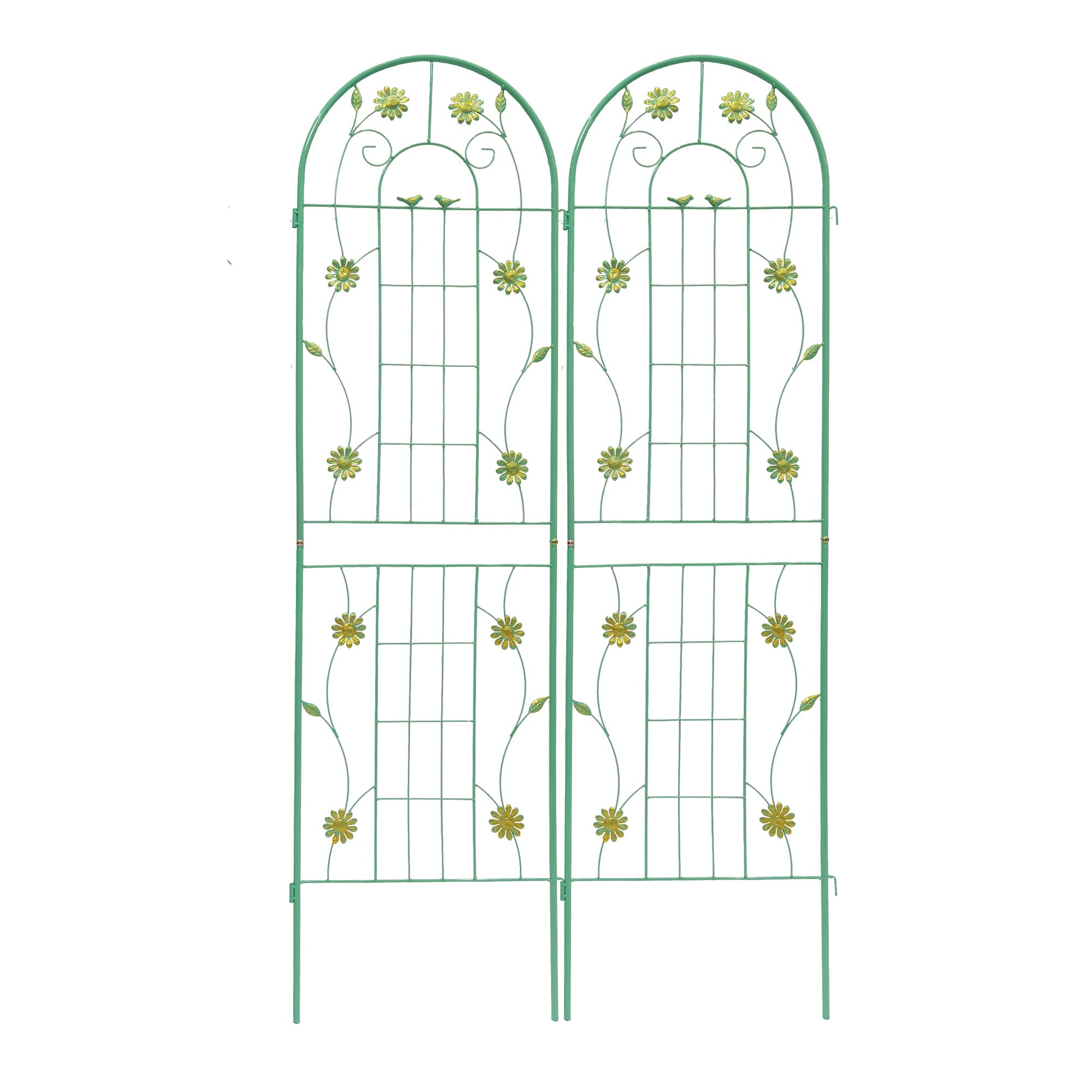 2 Pack Metal Garden Trellis 71' x 19.7' Rustproof Trellis for Climbing Plants Outdoor Flower Support Green
