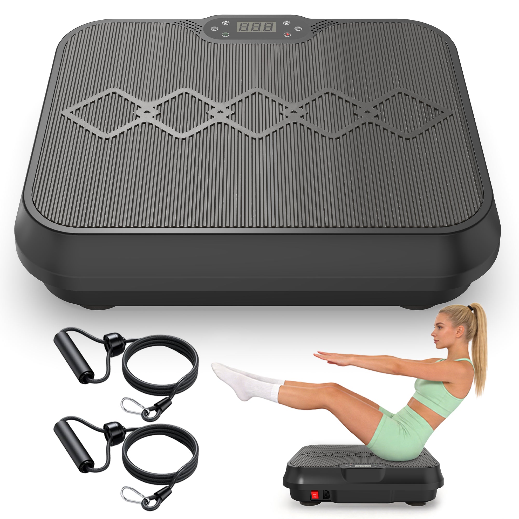 Vibration Plate Exercise Machine, Whole Body Workout Platform with Remote Control, Resistance Bands, Vibration Platform for Home Gym