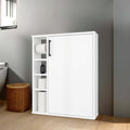 White 1-Door Bathroom Cabinet with 4 Open Shelf