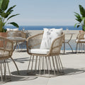 Outdoor Dining Chair MP1 - Teak Finish Wicker & Beige Steel Frame, 300LBS Weight Capacity, Includes Cushion