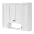 Modern White Bathroom Cabinet with 5 Adjustable Shelves, Wall-Mounted Medicine Cabinet, Soft-Closing Hinges, Open Shelving Design, MDF Construction