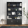 70.87' Tall Bookshelf with 10 Cubes and 3 Doors, 4-Tier Bookshelf, Open Shelf Bookcase with Cabinet, Modern Cube Storage Organizer for Living Room, and Office